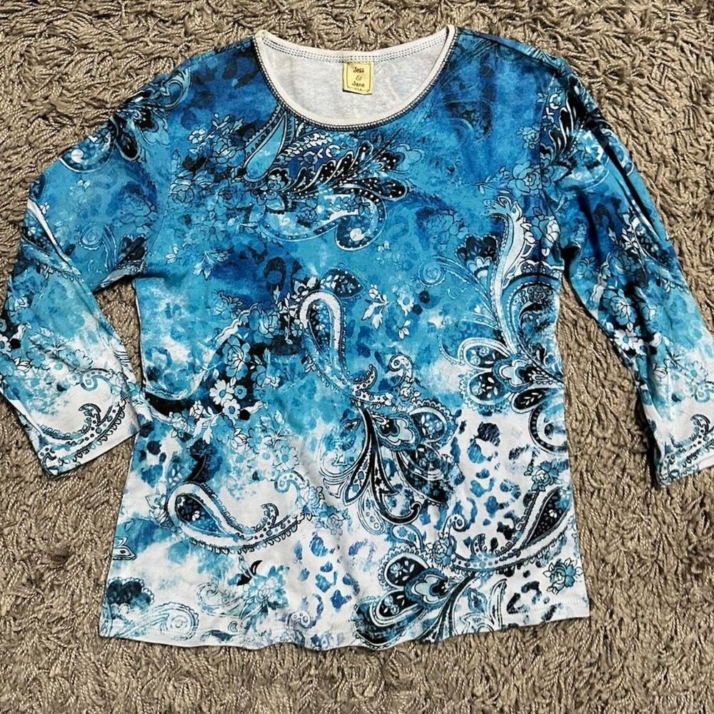 2000s Printed Quarter Sleeve Tee Size M